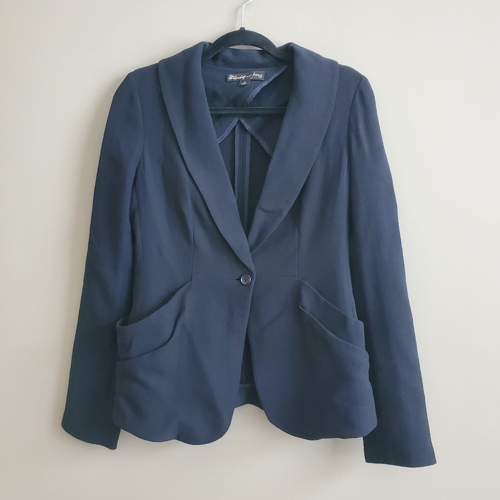 Elizabeth and James Women's Wool Blend Blazer in Dark Navy‎ Size 6